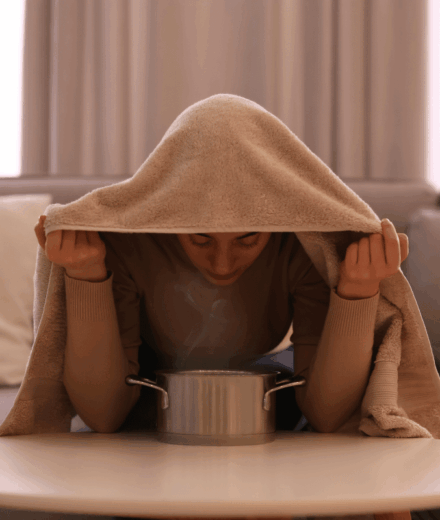 face steam with herbs